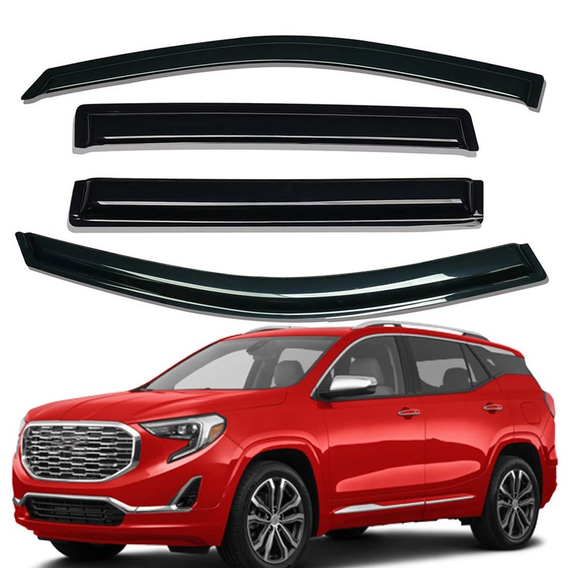 Lightronic Extra Durable Outside-Mount Auto Vent Window Visor, Fits 2018-2024 GMC Terrain, UV Protection Rain Guard, Original Wind Deflector, No-Drill Easy Install, Dark Smoke, 4-Pcs - Image 1